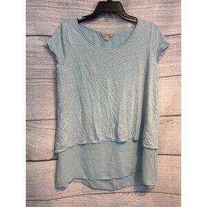 Lucky Brand Light Blue Layered Short Sleeve Crossback Top M